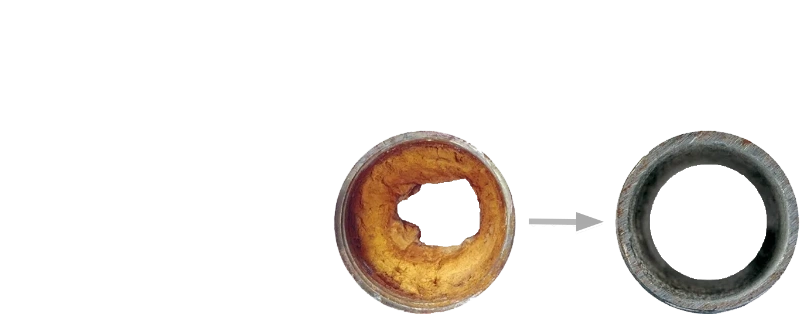 Before and after rust removal comparison